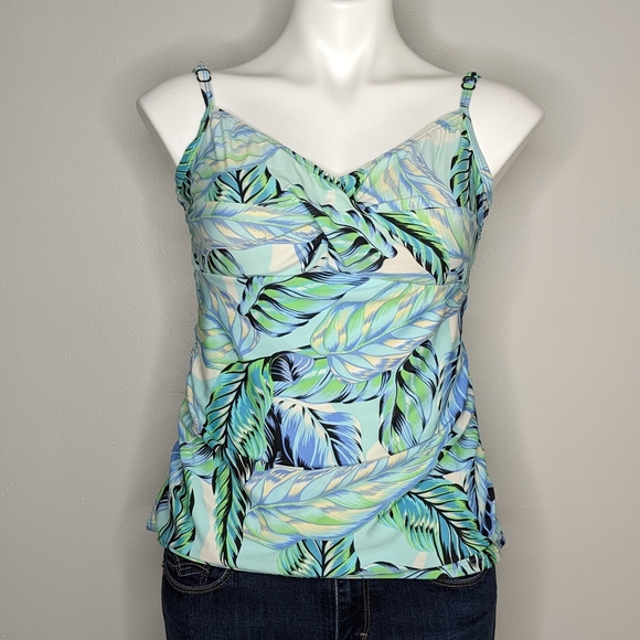 croft & barrow Other - Croft & Barrow blue green foliage tankini swim top 14